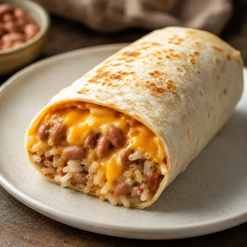 Cheesy Bean and Rice Burrito